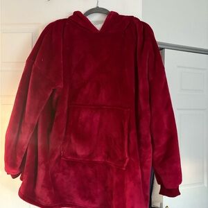 Cozy Red Hooded Blanket Sweatshirt